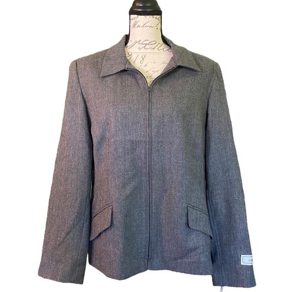 Sag Harbor Vintage 100% Wool Zip Front Jacket Size 16 NEW - Picture 1 of 4